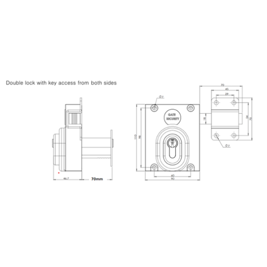 Sonra Long Throw Dead Lock - Single & Double Locking Euro Cylinder | 50mm & 70mm Gates